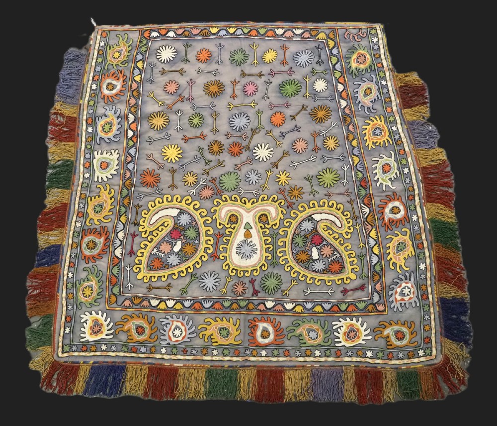 antique embroidered ceremonial horse saddle cover by the lakai tribe uzbekistan circa 1920