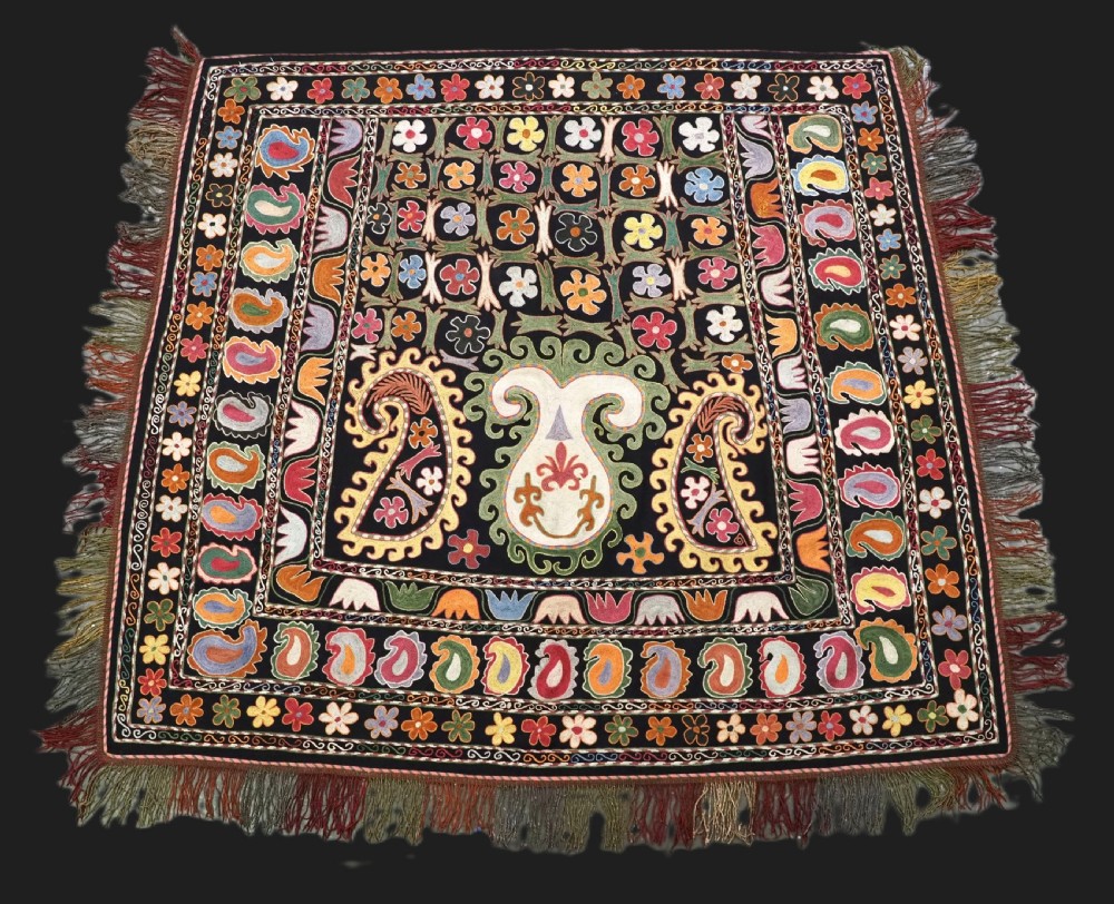 antique embroidered ceremonial horse saddle cover by the lakai tribe uzbekistan circa 1920