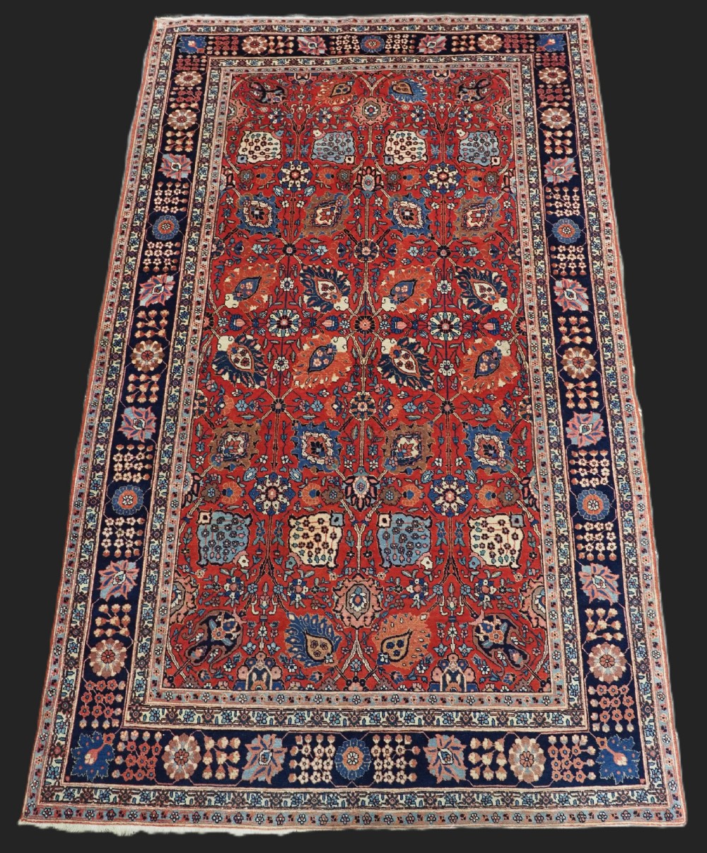antique tabriz rug with safavid vase carpet design superb colours circa 1900
