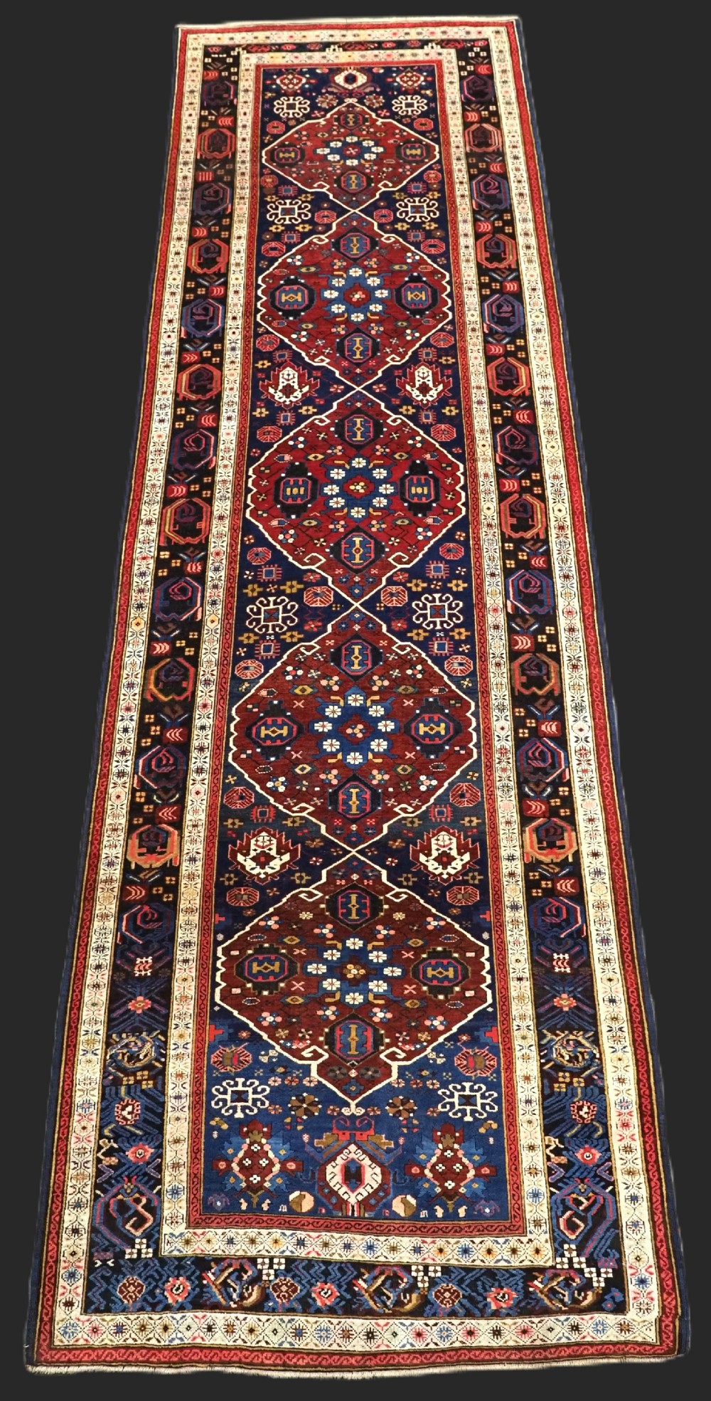antique caucasian alpankuba runner suberb condition colour circa 1900