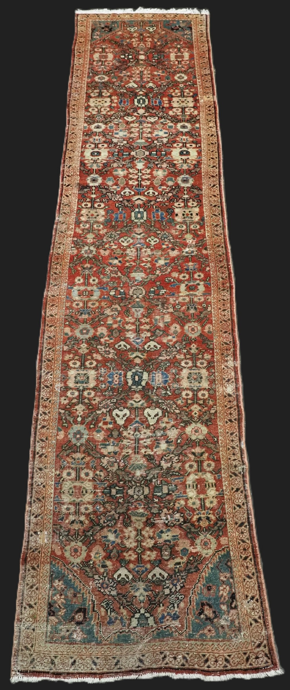 antique mahal runner with all over shrub design great country hose look circa 1900