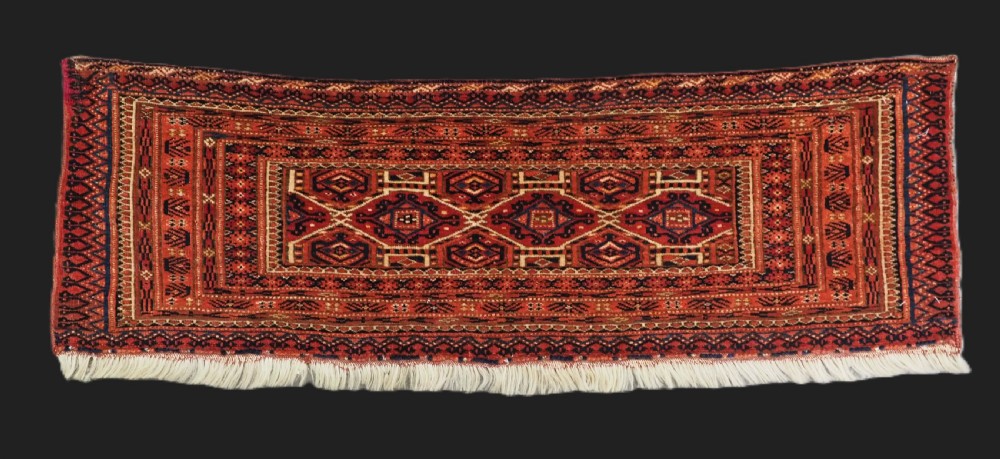 antique tekke or saryk turkmen torba of fine weave and small size dowry weaving circa 1870