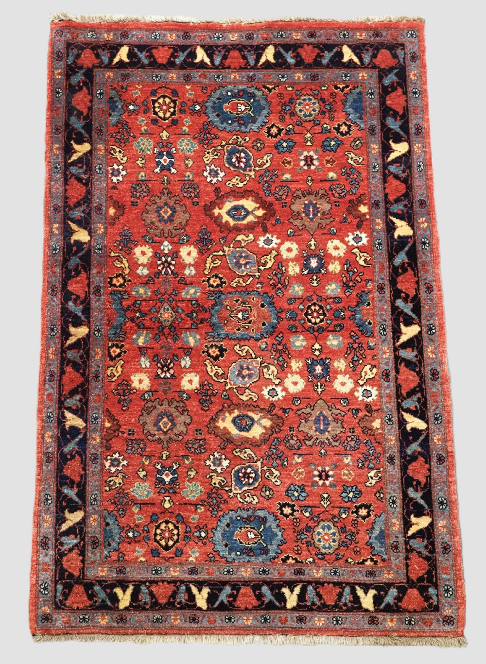 vintage persian bijar rug with palmette design about 40 years old