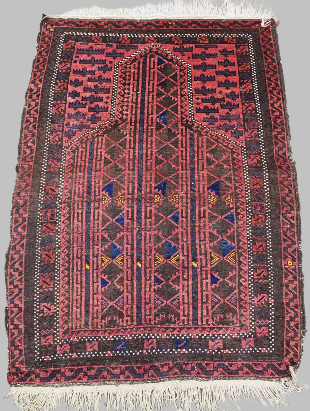 antique afghan village prayer rug with interesting design circa 1920