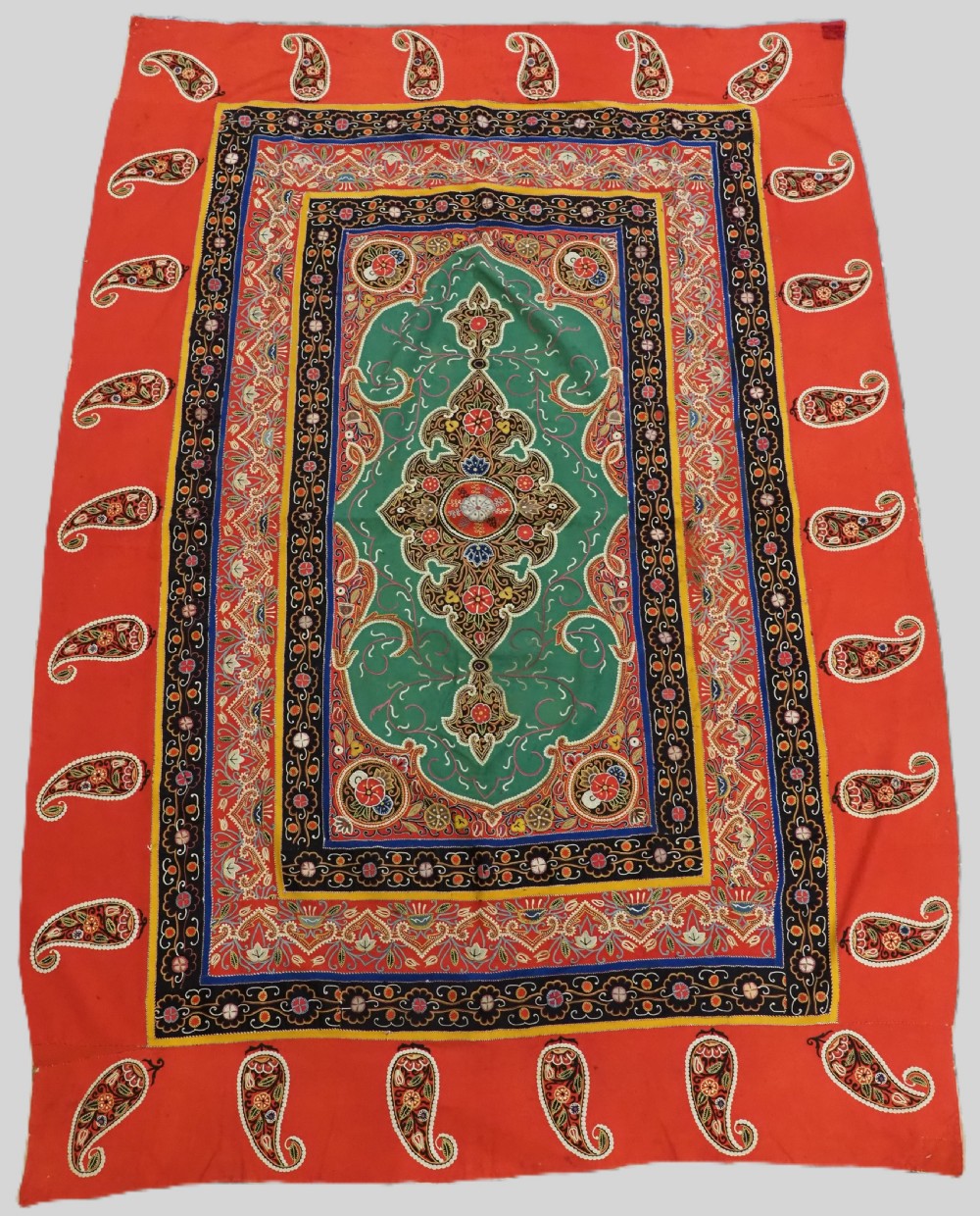 antique persian rasht embroidery silk felt applique work circa 1900
