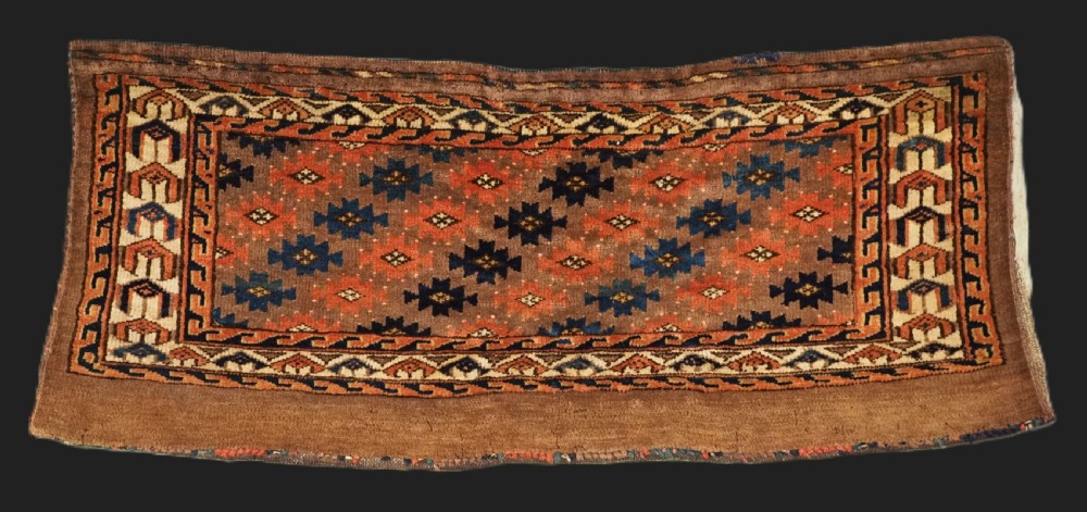 antique yomut turkmen torba with aishk gul design circa 1880