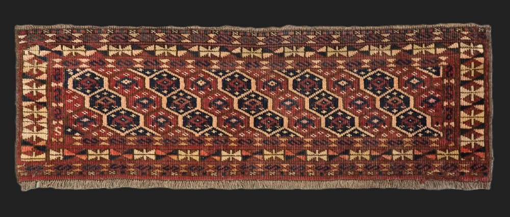 antique ersari turkmen torba face possibly saryk with schemle gul design circa 1870