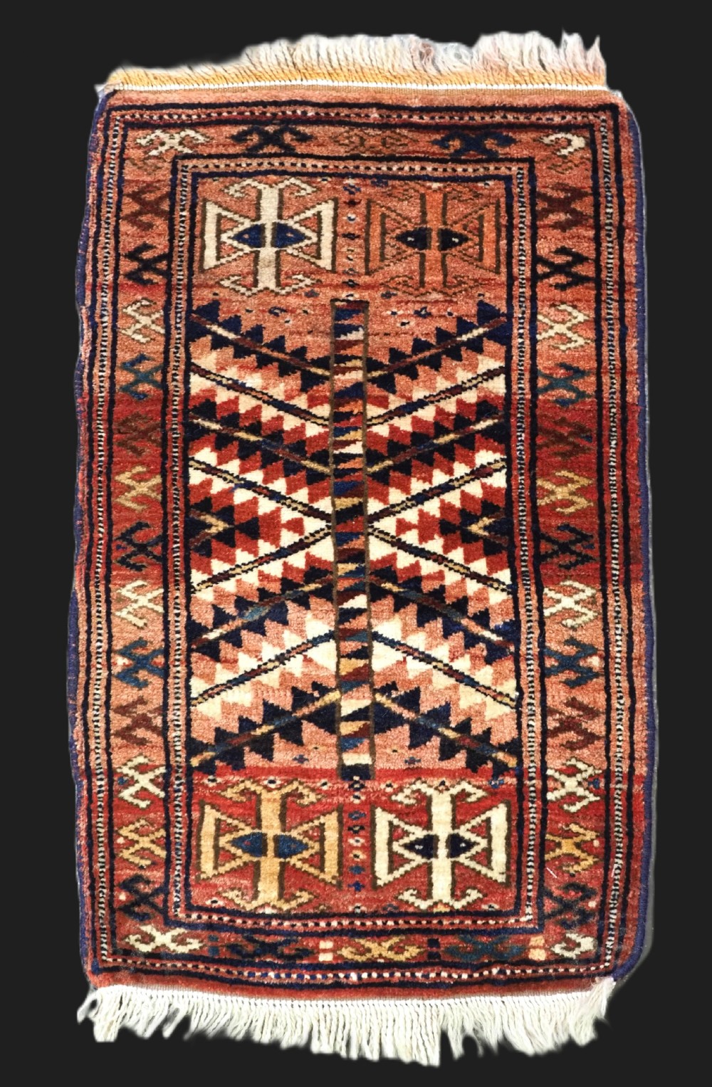 antique yomut turkmen bag face possibly from a spindle bag circa 1900
