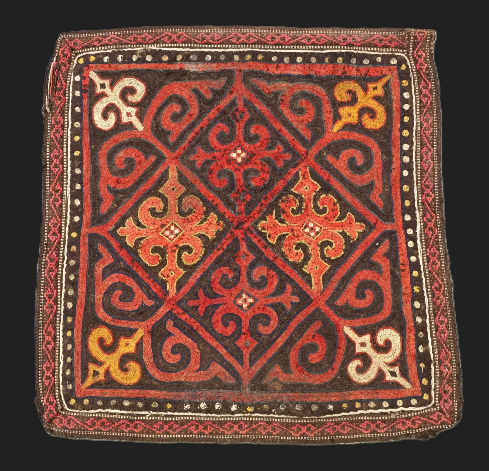 antique kirghiz embroidered felt panel circa 1900