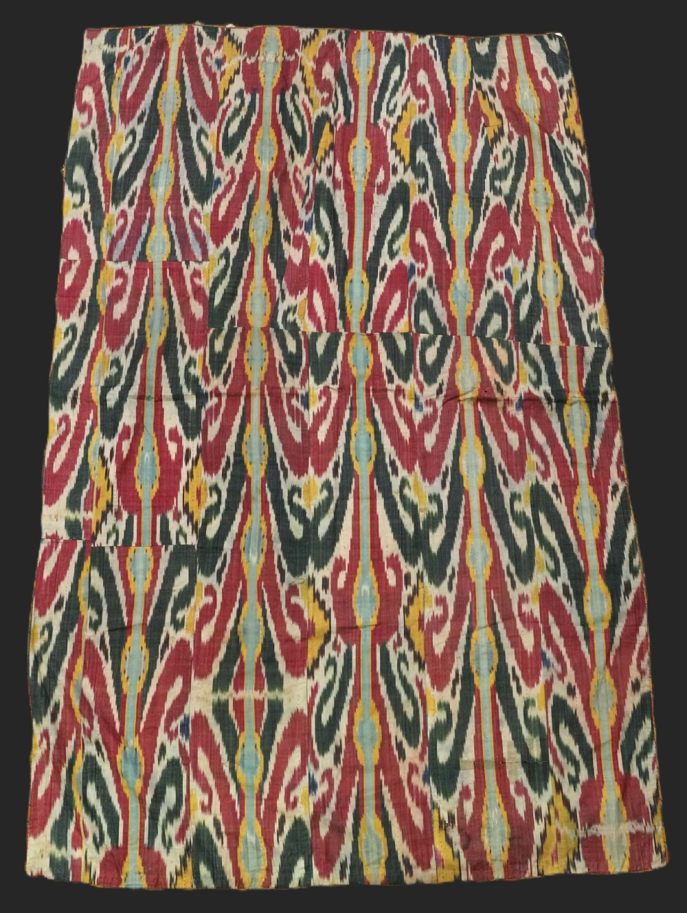 antique uzbek ikat fabric panel semi silk adras bukhara circa 1900 or earlier