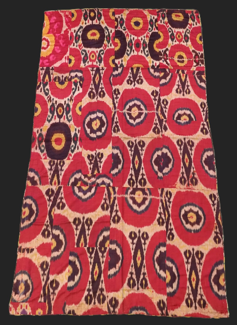 antique uzbek silk ikat fabric panel circa 1900 or earlier