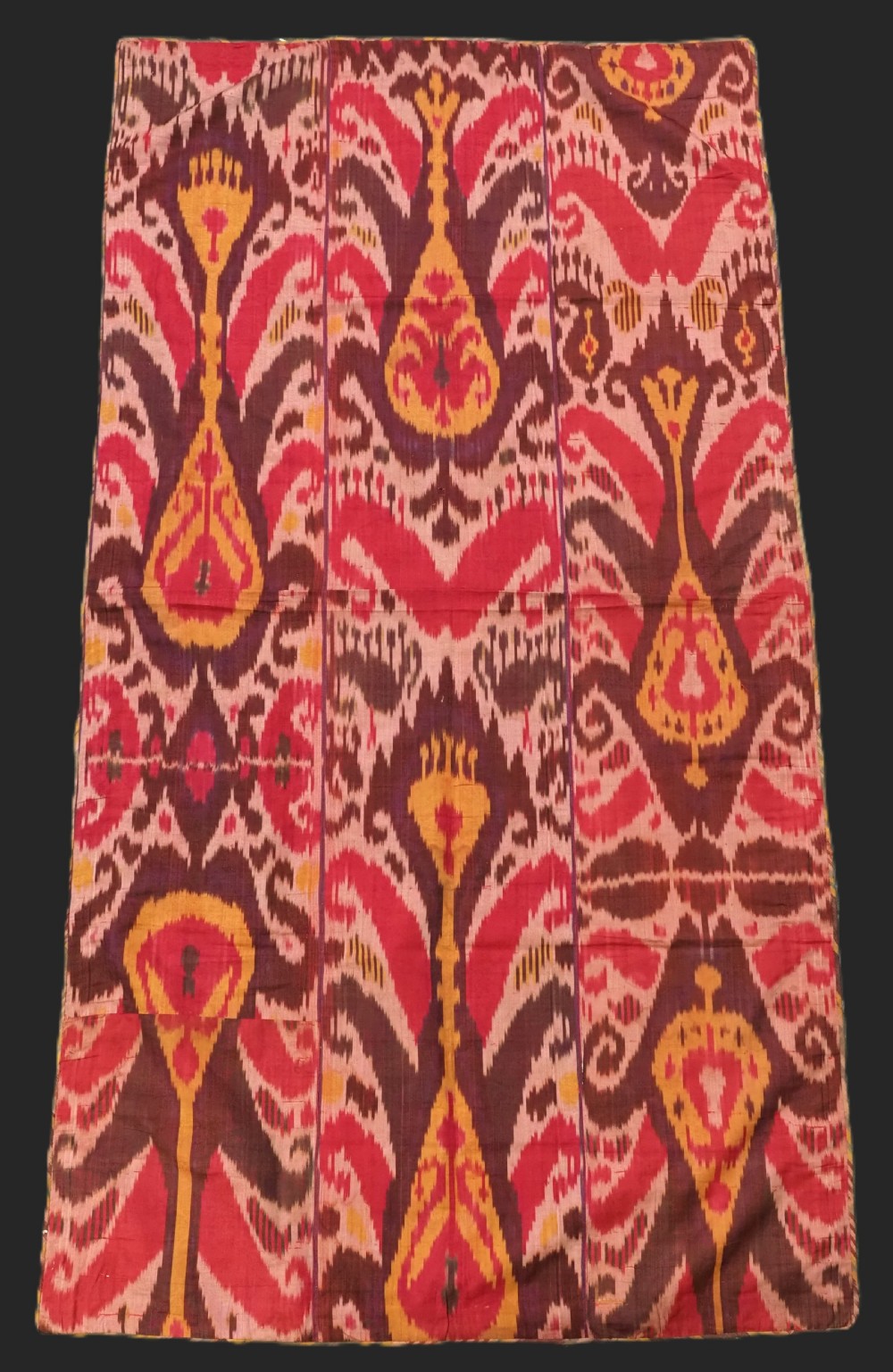 antique uzbek ikat fabric panel semi silk adras bukhara circa 1900 or earlier