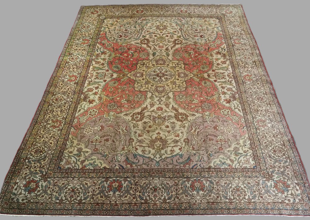 antique 'benlian' tabriz carpet wonderful soft pastel colours circa 1920
