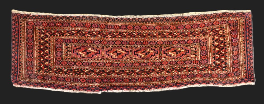 antique tekke turkmen torba face with four chuval guls circa 1880