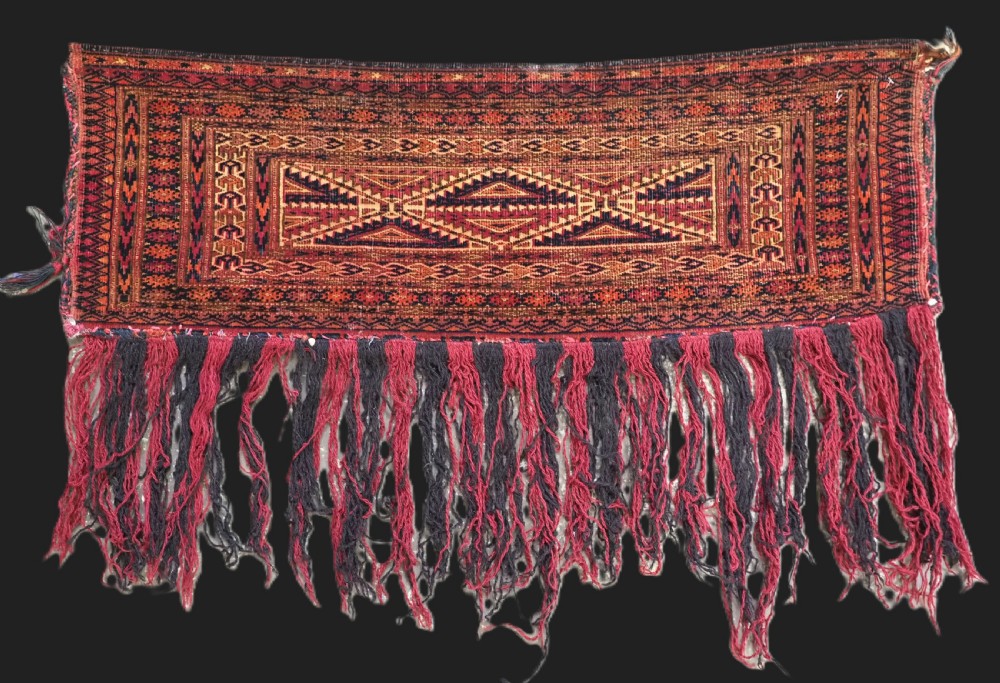antique tekke turkmen torba of small size and scarce design circa 1880