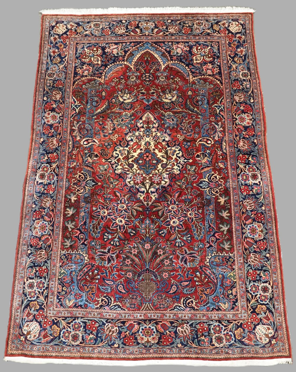 antique persian kashan prayer rug with superb floral design circa 1920