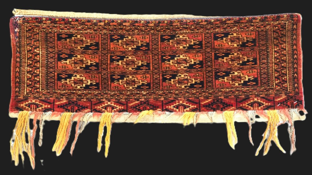 antique tekke turkmen torba mafrash complte with back circa 1880