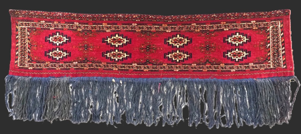 antique saryk turkmen torba in a classic 'salor' design circa 1880