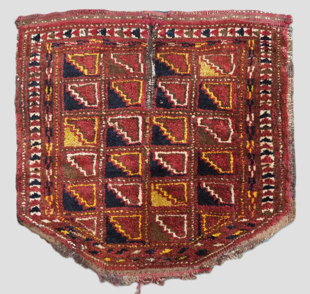 antique ersari turkmen saddle cover rug great design circa 1900