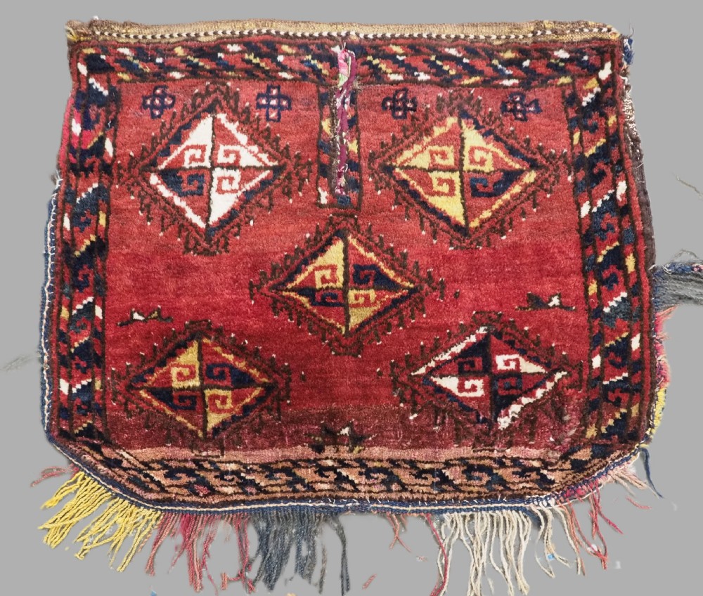 antique tribal saddle rug cover from uzbekistan scarce example circa 1900