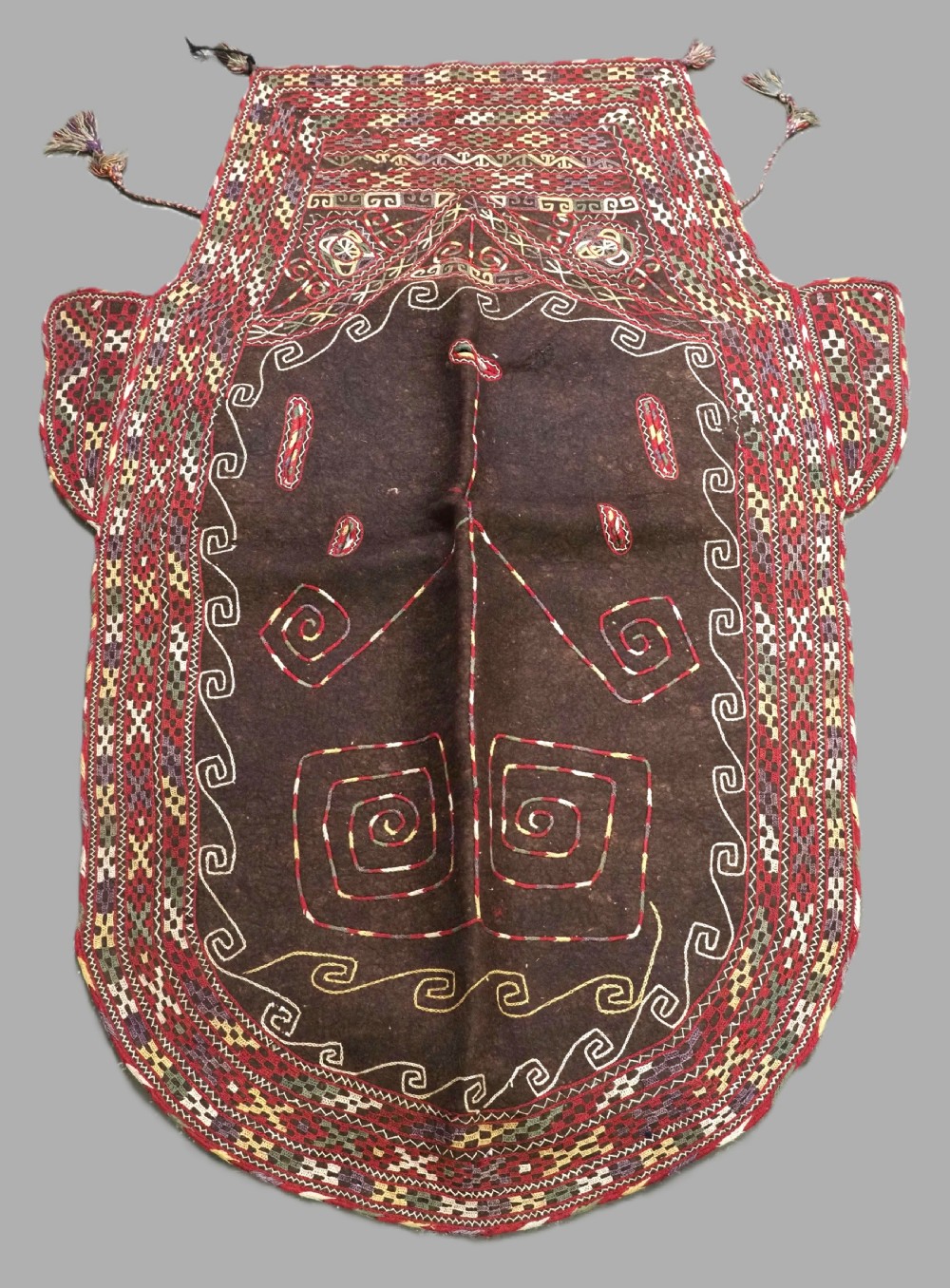 antique yomut turkmen embroidered ceremonial felt horse blanket circa 1900