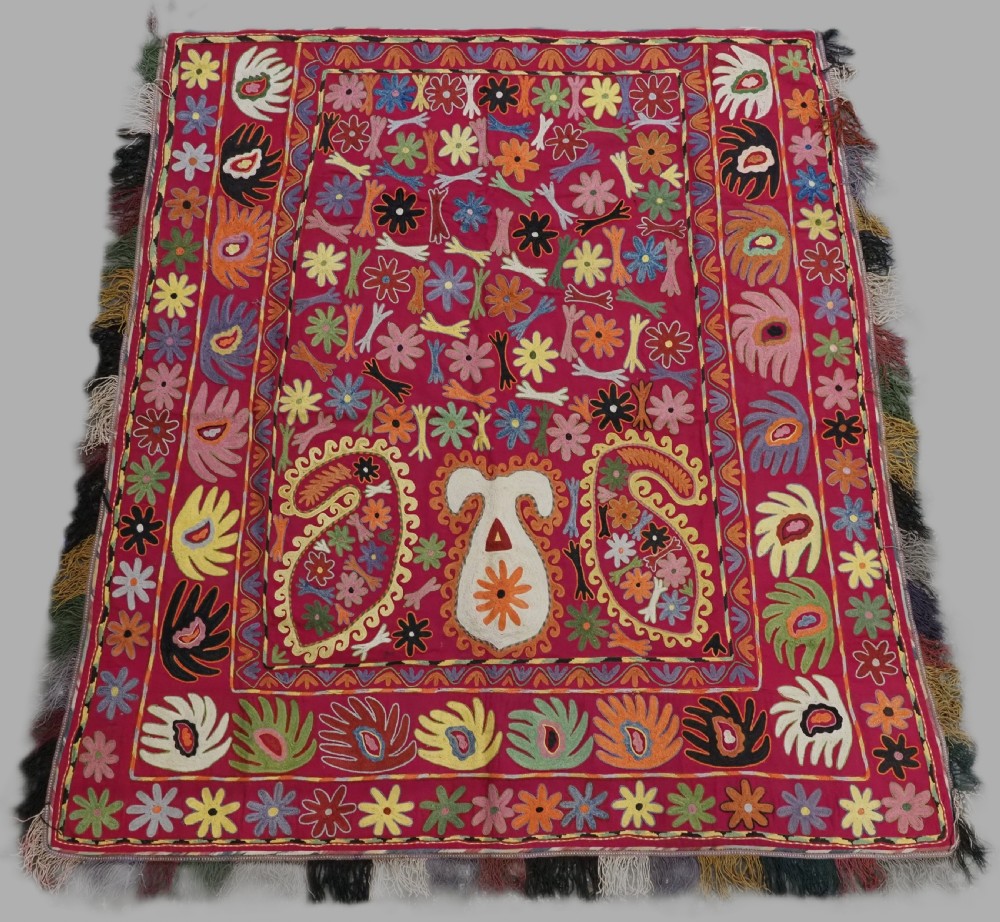vintage embroidered ceremonial horse saddle cover by the lakai tribe uzbekistan about 50 years old