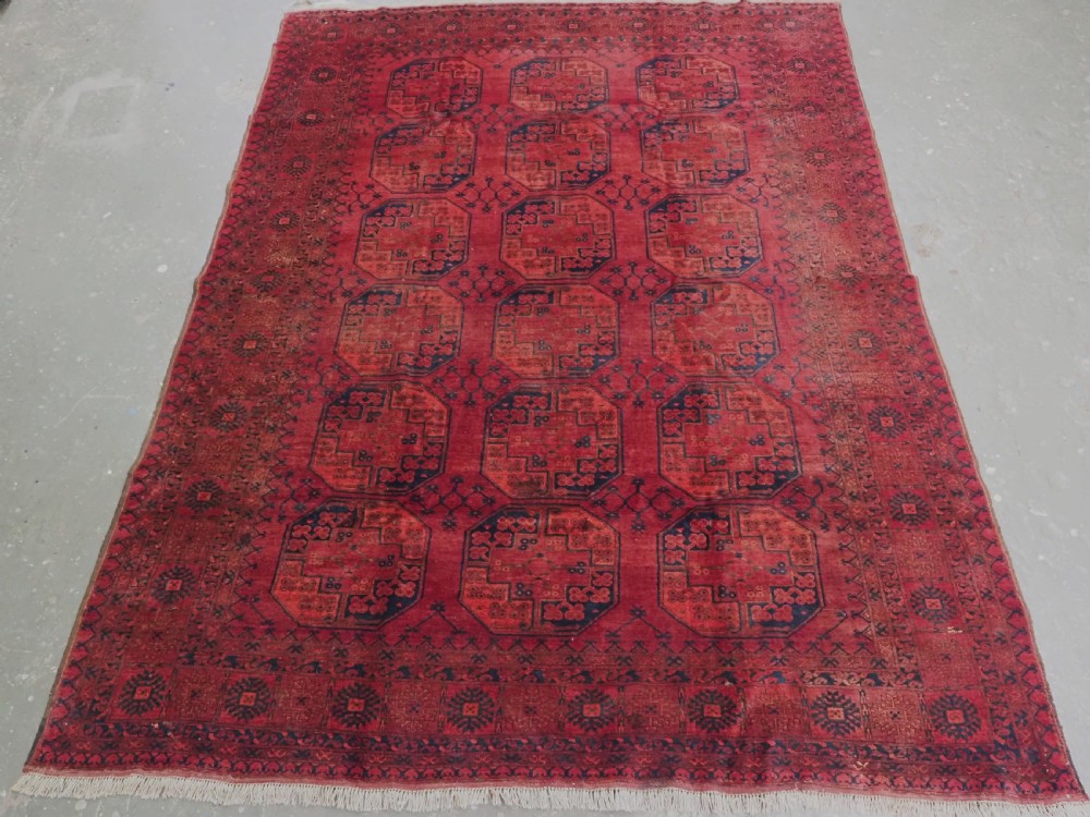 antique afghan ersari carpet warm red colour classic design circa 1920