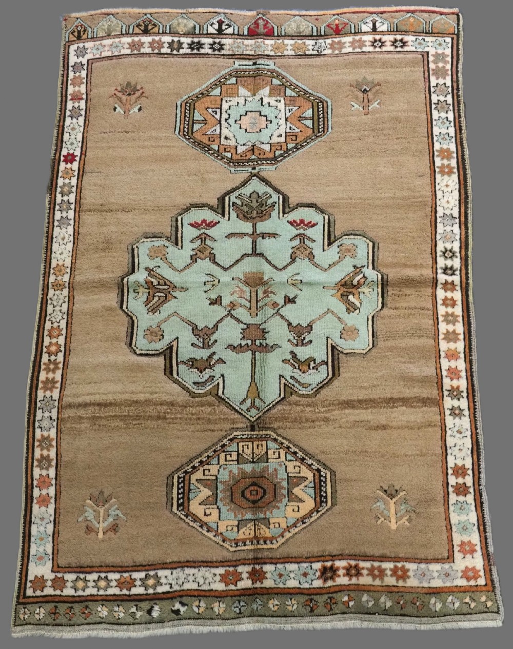 antique turkish konya karapinar rug camel wool field soft colours circa 1920