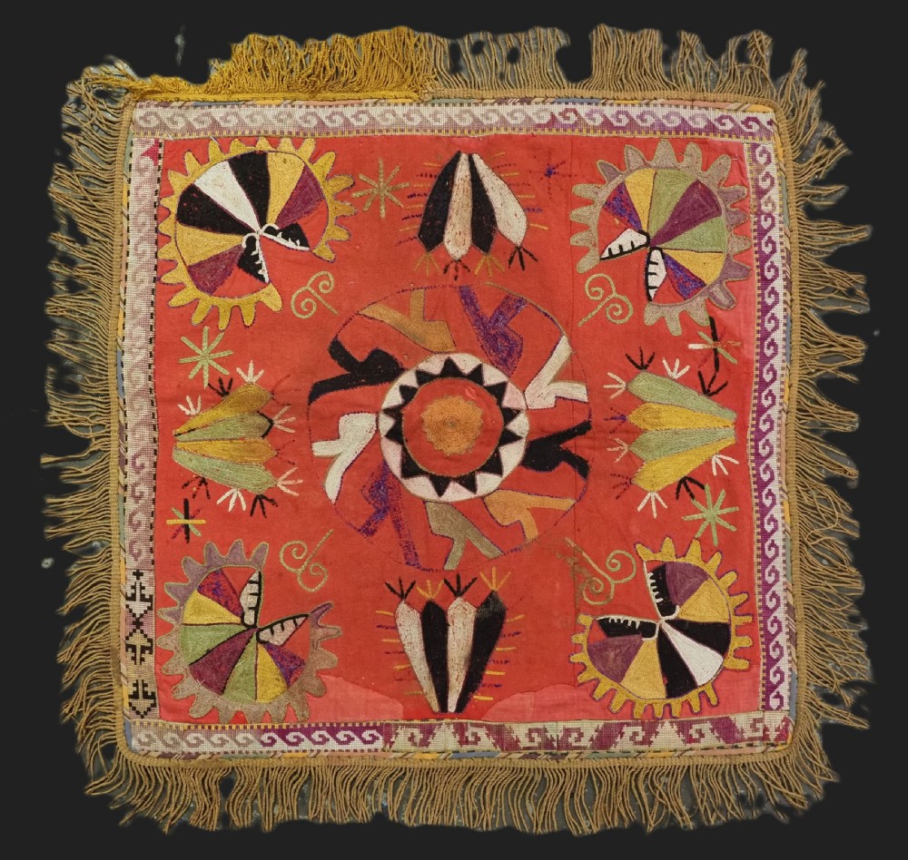 antique uzbek lakai tribe ilgich dowry embroidery for wall hanging circa 1900