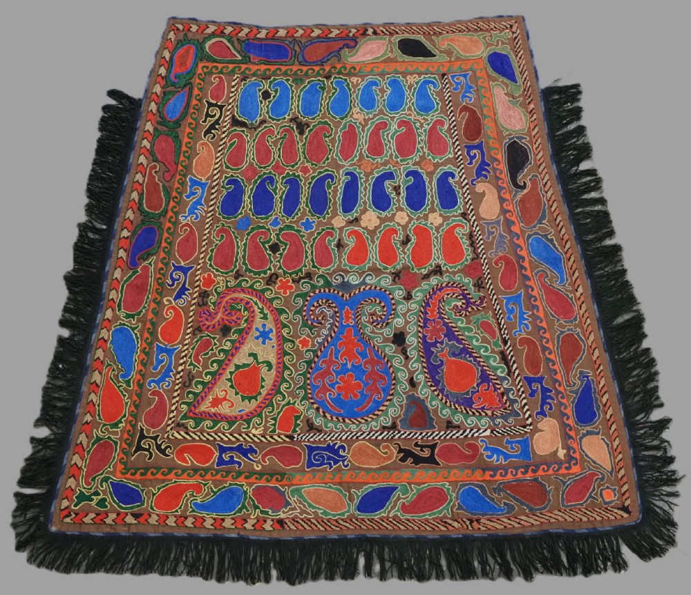 vintage embroidered ceremonial horse saddle cover by the lakai tribe uzbekistan about 50 years old